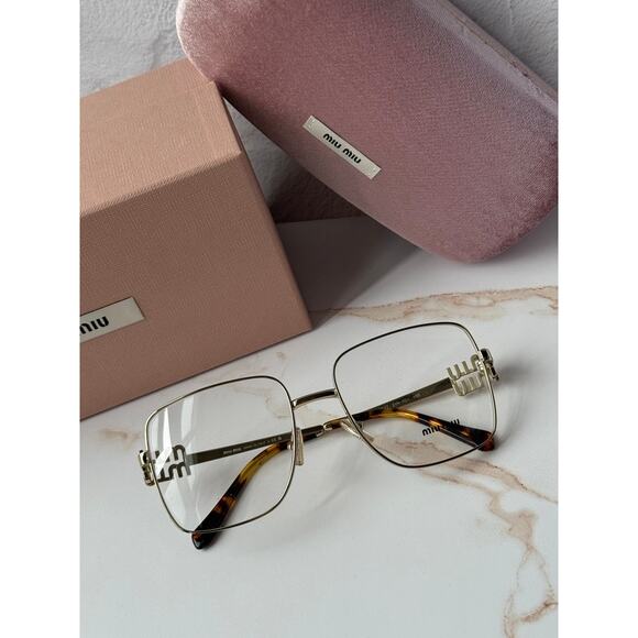 NEW Miu Miu M51XV Gold Square Logo Eyeglasses Frames main image 7